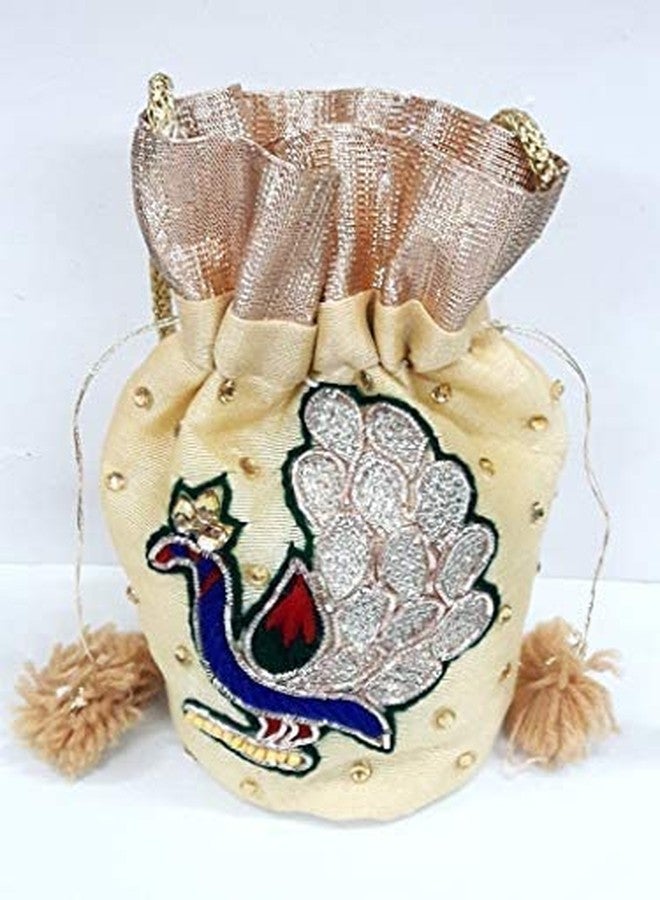 Parakh Beige Golden Colour Potli For Women (Set Of 1) - Image 2